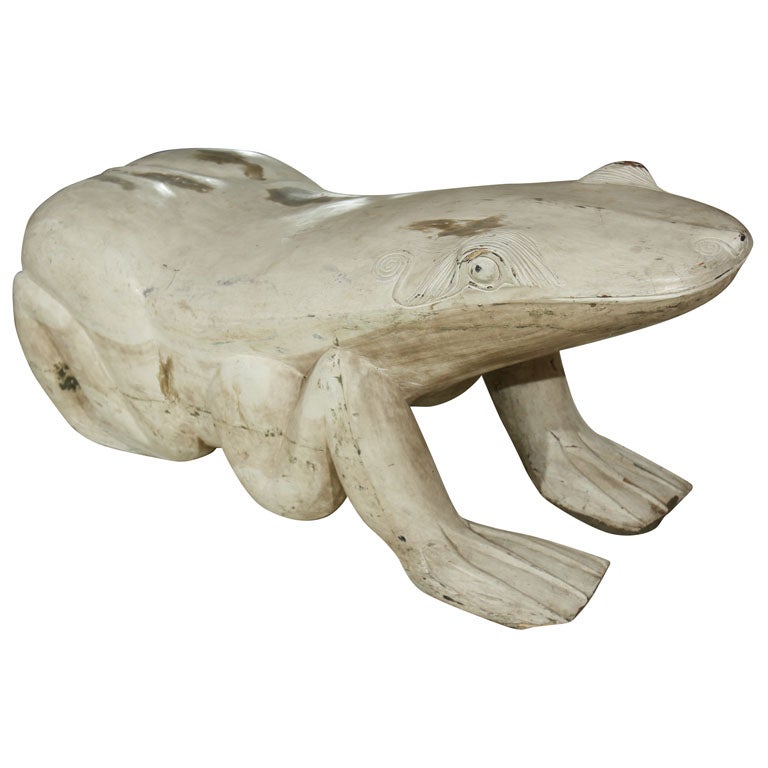 CARVED WOODEN  FROG  BENCH