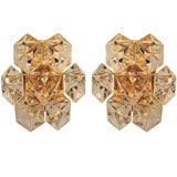 Kinkeldey Brass and Hexagonal Crystal Sconces