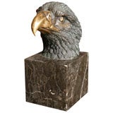 BRONZE AND MARBLE EAGLE HEAD
