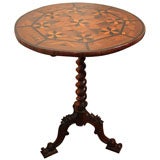 Inlaid round tilt top table