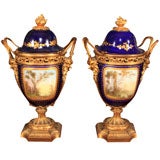 Pair of Sèvres cobalt urns.