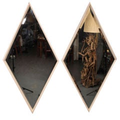 Vintage Pair of Diamond Bevelled Mirrors