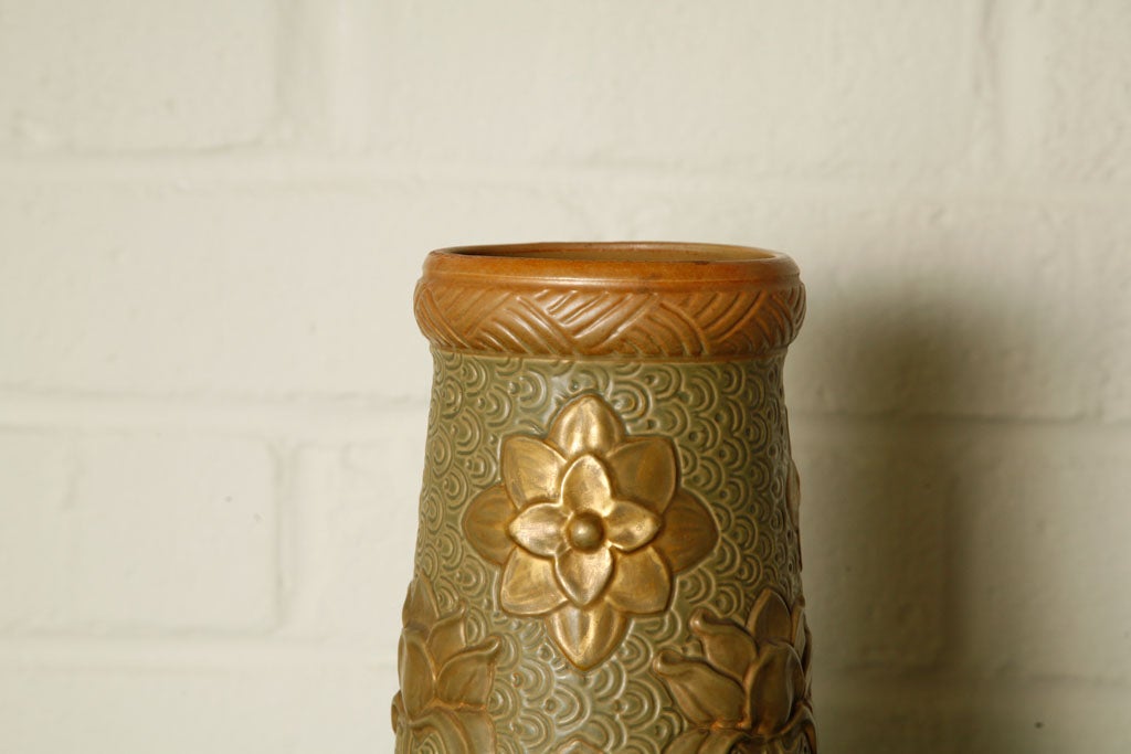 Painted French Art Nouveau Vase For Sale