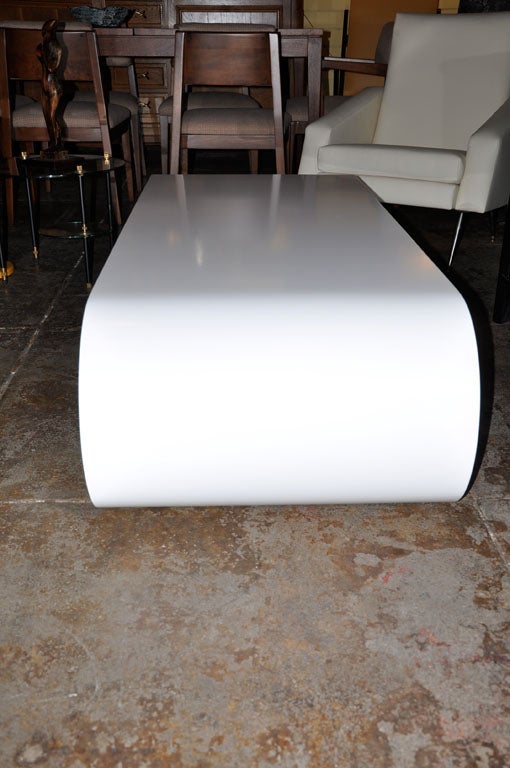 White Lacquer "Waterfall" Shaped Coffee Table by Pierre Cardin at 1stDibs