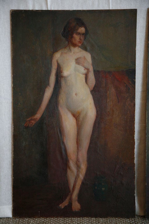 Set of three beautiful nude oil paintings
