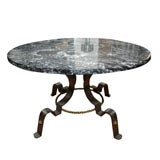 French 1940's Marble & Forged Metal Coffee/End Table