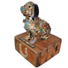 Vintage "Lucky Dog" Mixed Media Piece by Ramona Otto