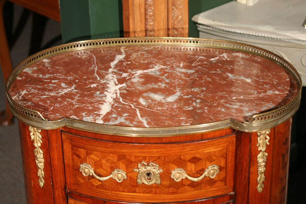 French LXVI Style Marquetry Kidney Table For Sale
