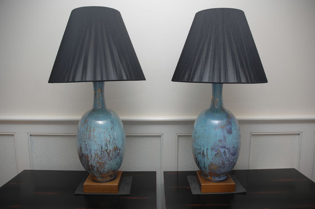 PAIR OF FABULUOS MARBRO CERAMIC LAMPS