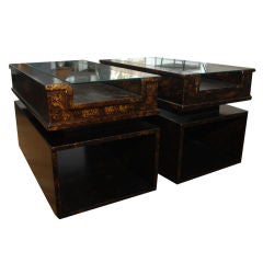 PAIR OF BILLY HAINES  FAUX TORTOISE SHELL END TABLES.