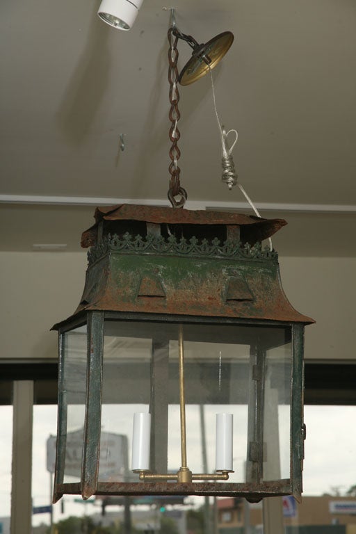 Green Painted Directoire Rectangular Hanging Lantern