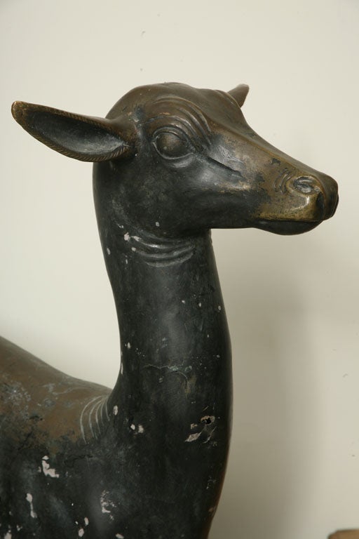 20th Century Pair of Italian Pompeian Bronze Deers