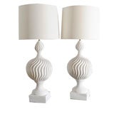 Monumental Pair of Sculptural Plaster Lamps After Giacometti