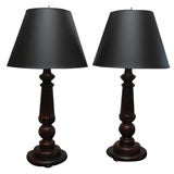 Pair of Large 19th Century English Mahogany Lamps