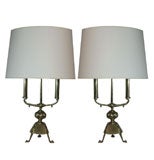 Pair of Secessionist Brass Table Lamps