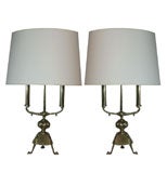 Pair of Secessionist Brass Table Lamps