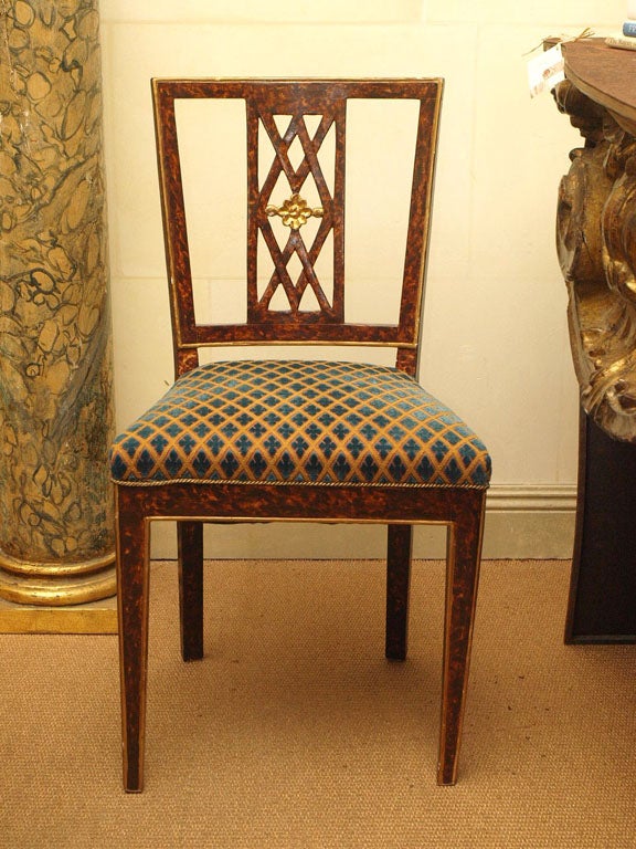 Set of Italian Faux Tortoiseshell Dining Chairs