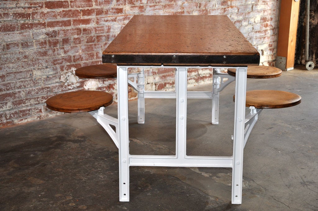 Mid-20th Century Industrial Factory Cafeteria Table