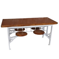 Vintage Industrial Factory Cafeteria Table