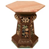 Glazed Terracotta and Marble Garden Table