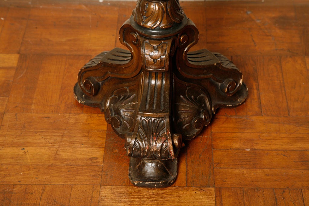 Wood carved 1920'S Venetian painted floor lamp with handmade Parchment shade