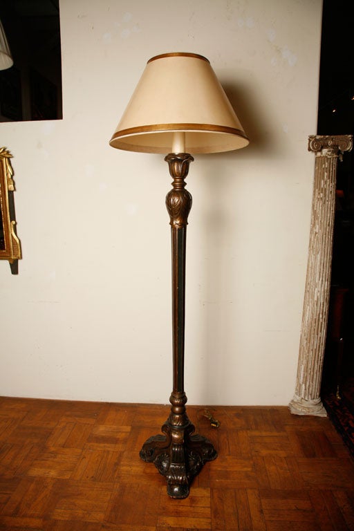 WOOD CARVED 1920'S VENETIAN PAINTED FLOOR LAMP 5