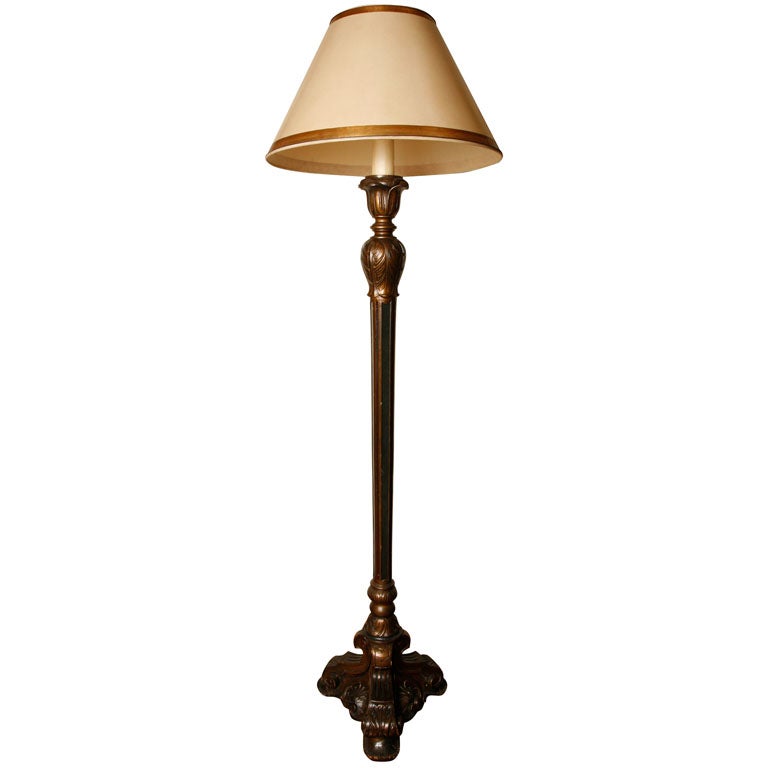 WOOD CARVED 1920'S VENETIAN PAINTED FLOOR LAMP