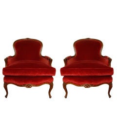 PAIR FRENCH 19TH C. LOUIS XV STYLE BERGERES