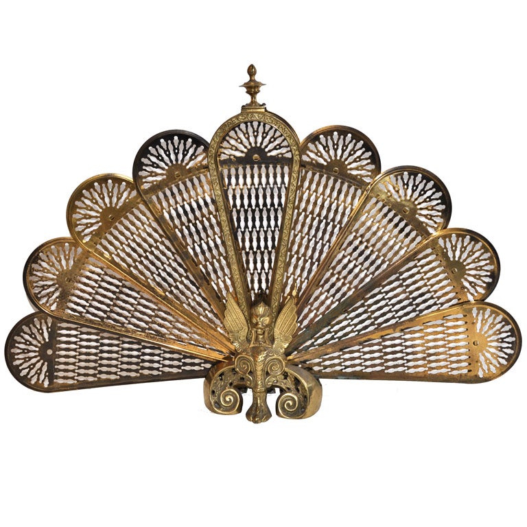 19th Century Victorian Brass Firescreen