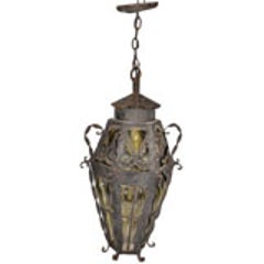 Wrought Iron and Glass Hanging Lantern 9