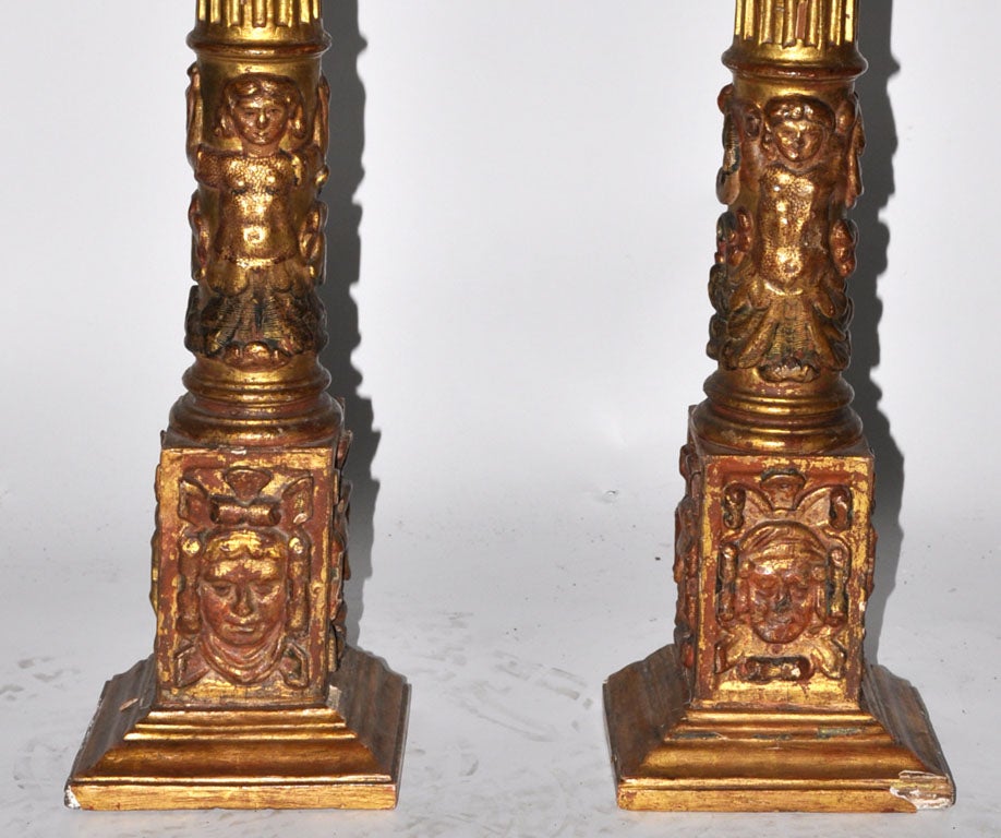 French 19th Century Carved Wood Columns In Good Condition In Los Angeles, CA