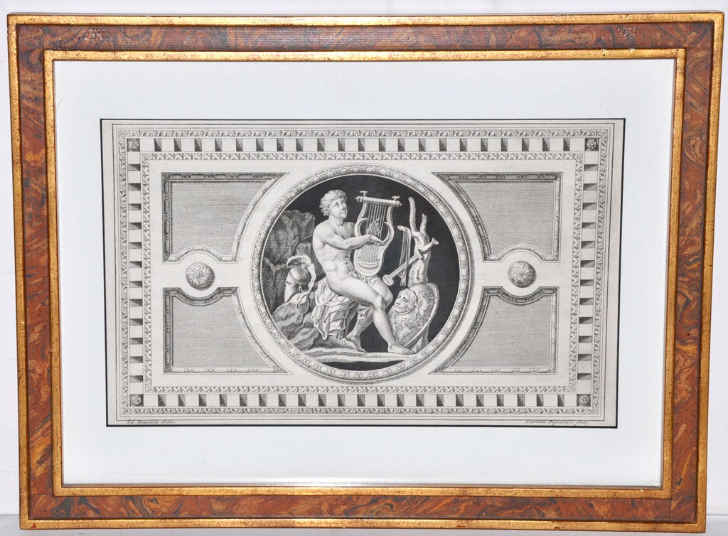 Glass Set of Six Engravings with Ancient Roman Themes For Sale