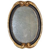 Black Gilt Oval Carved Wood Mirror
