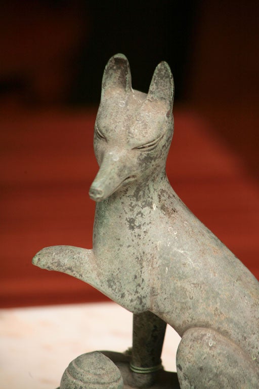 Japanese bronze fox ( Inari) a guardian figure. 1