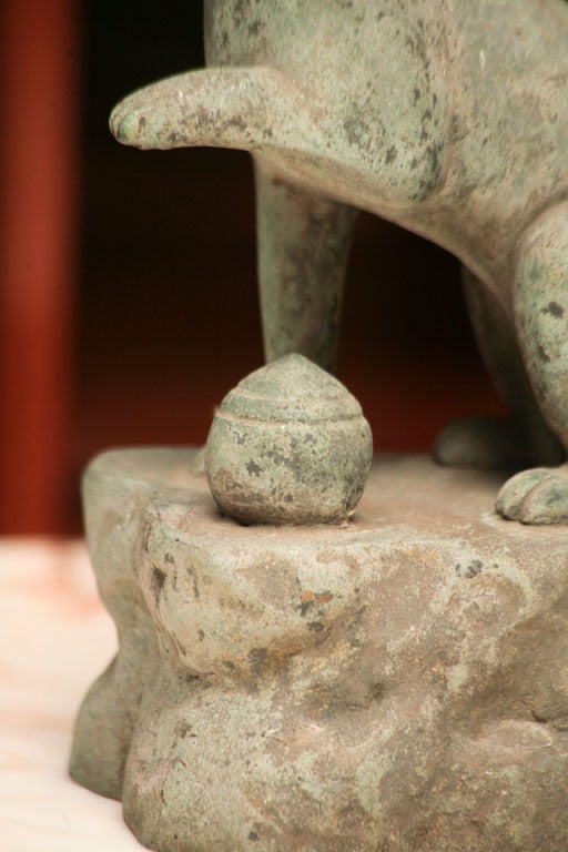Japanese bronze fox ( Inari) a guardian figure. 3