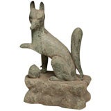 Japanese bronze fox ( Inari) a guardian figure.