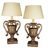 Italian Carved  Urn Lamps