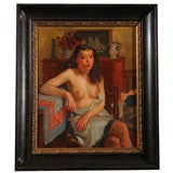 "Seated Nude" by French Modernist George Capon  Oil on Canvas