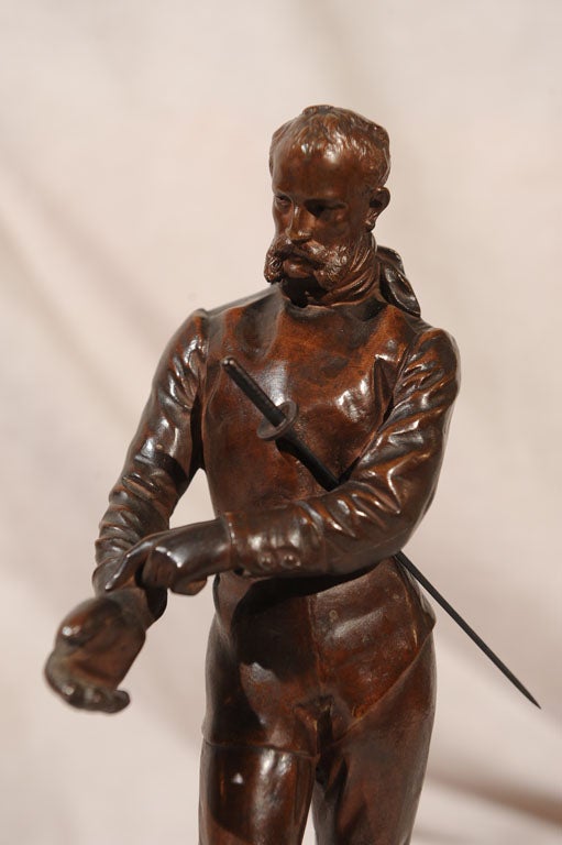 Beaux Arts Bronze Figure of a Young Fencer by Benoit Rougelet