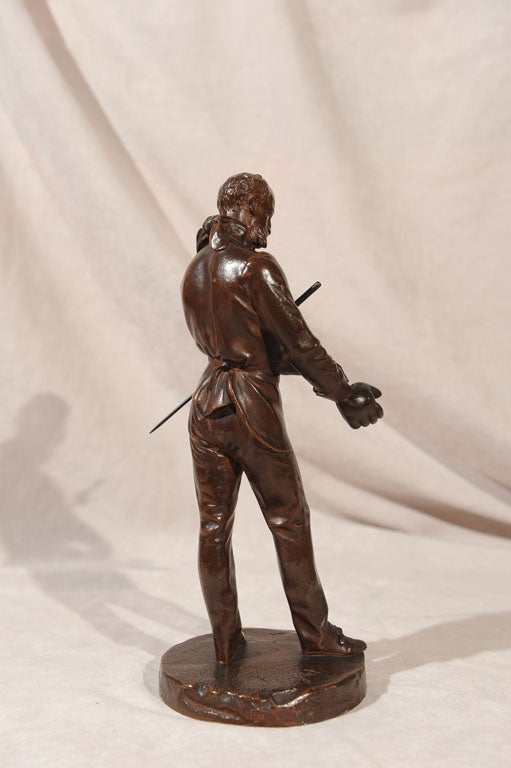 Bronze Figure of a Young Fencer by Benoit Rougelet In Excellent Condition In Petaluma, CA