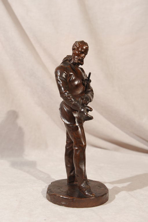 20th Century Bronze Figure of a Young Fencer by Benoit Rougelet