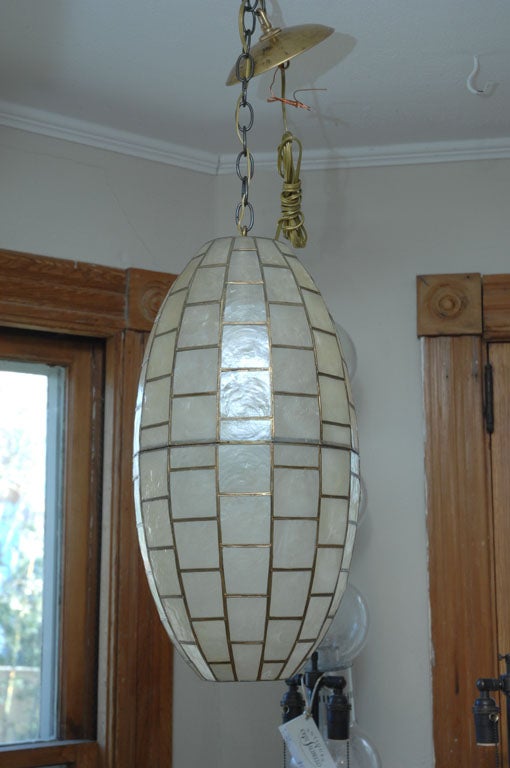 Shell Oblong ovoid capiz shell pendent ceiling fixture