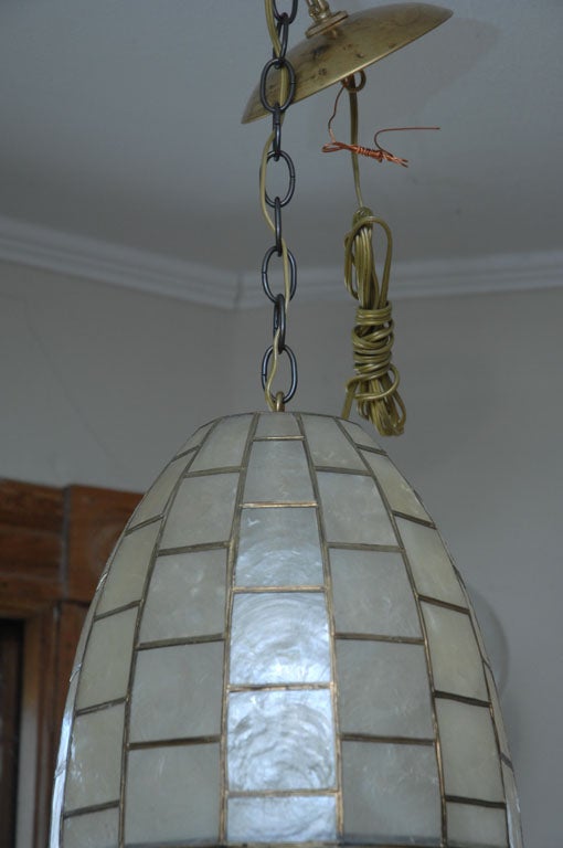 Oblong ovoid capiz shell pendent ceiling fixture 2