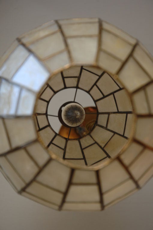 Oblong ovoid capiz shell pendent ceiling fixture 3