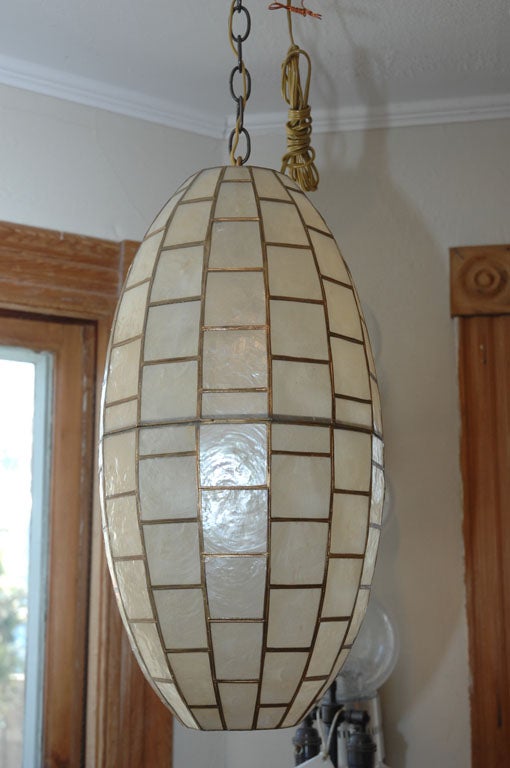 Oblong ovoid capiz shell pendent ceiling fixture 5