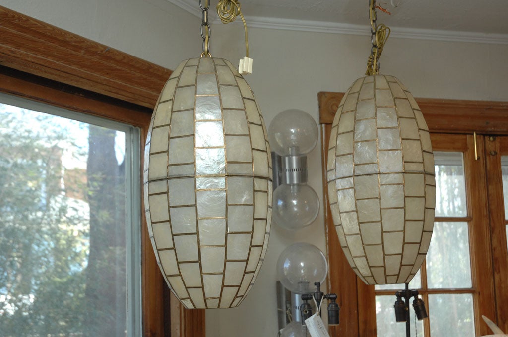 Oblong Ovoid Capiz Shell pendent ceiling fixture<br />
Sold Seperatly