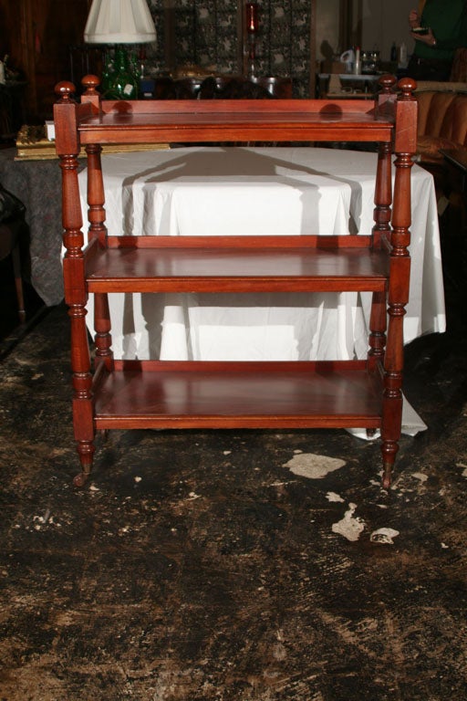 Three shelf bultler's trolley with brass casters