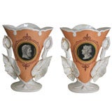 A PAIR OF PARIS PORCELAIN NEOCLASSIC VASES. FRENCH, CIRCA 1850