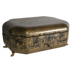 Antique A GILT-LACQUER SEWING-WORKBOX. CHINESE, CIRCA 1840