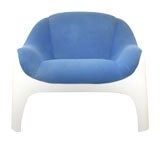 Upholstered Lounge Chair with White Fiberglass Frame